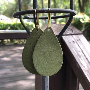 Muted Green Leather(ish) earrings
